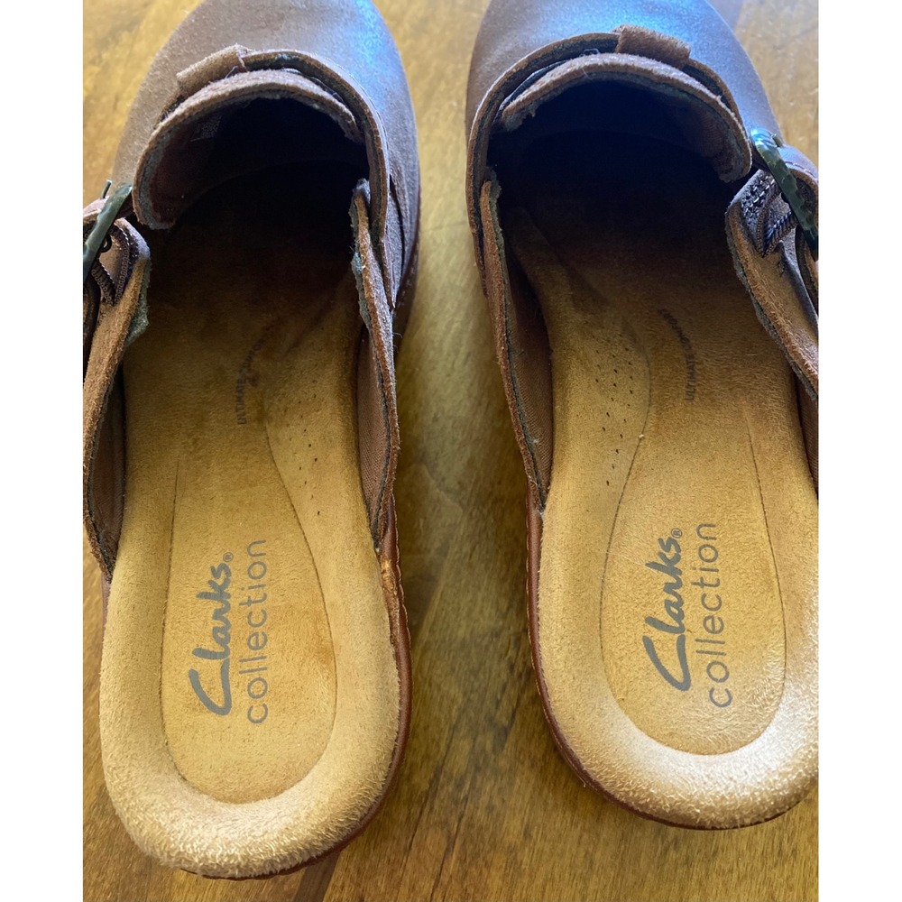 Clarks Paizlee Nora Womens Brown Suede Buckled Platform Clogs Size 8 - Picture 12 of 14